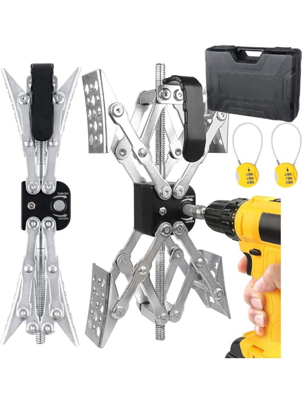 Dual Axel RV Stabilizer Wheel Chocks - Adjustable Drill Design for Camping - 2